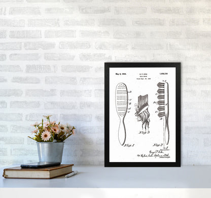 Hair Brush Patent Art Print by Jason Stanley A3 White Frame