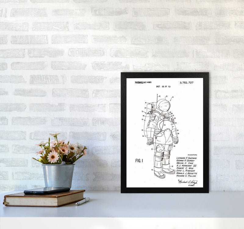 Spacesuit Patent Art Print by Jason Stanley A3 White Frame