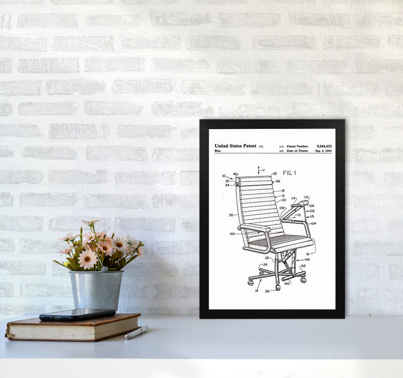 Desk Chair Patent Art Print by Jason Stanley A3 White Frame