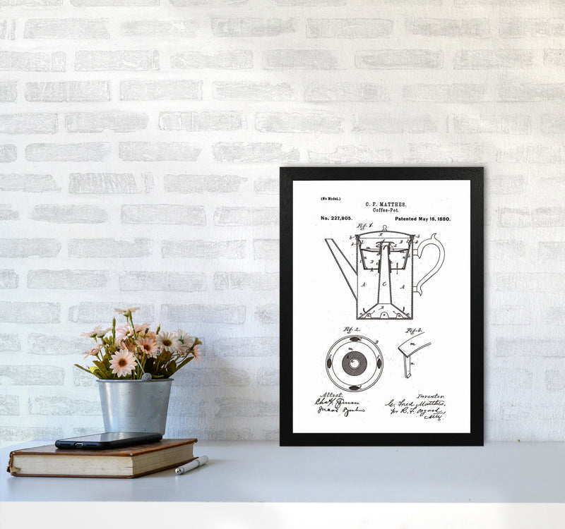 Coffee Pot Patent Art Print by Jason Stanley A3 White Frame