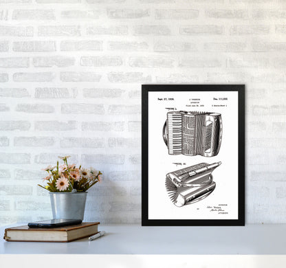 Accordian Patent Art Print by Jason Stanley A3 White Frame