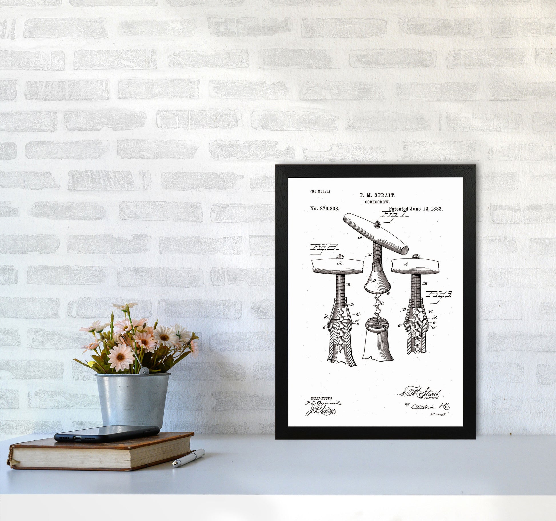 Corkscrew Patent Art Print by Jason Stanley A3 White Frame
