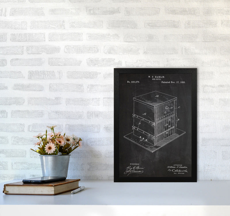 Bee Hive Patent Art Print by Jason Stanley A3 White Frame