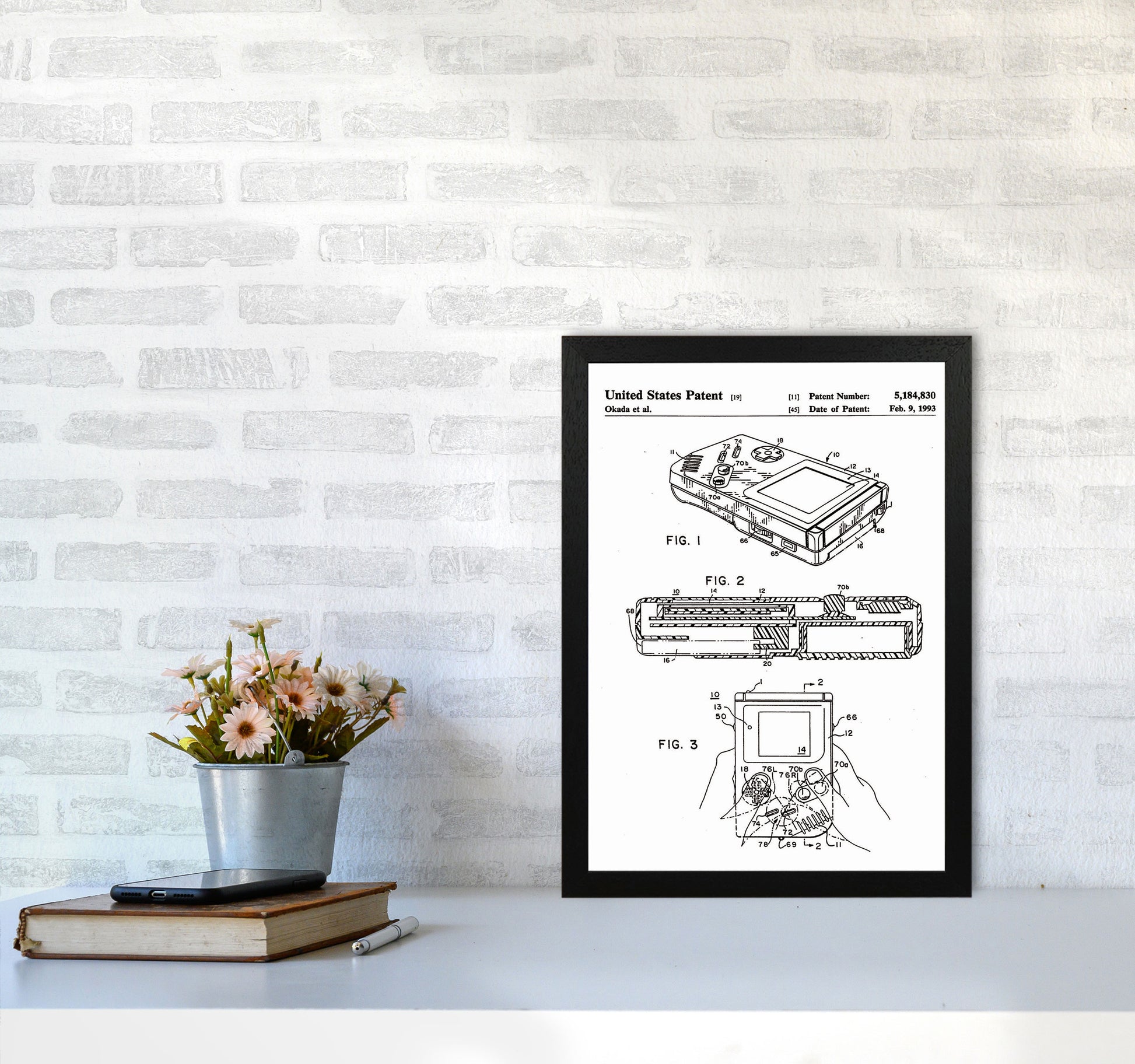 Gameboy Patent Art Print by Jason Stanley A3 White Frame