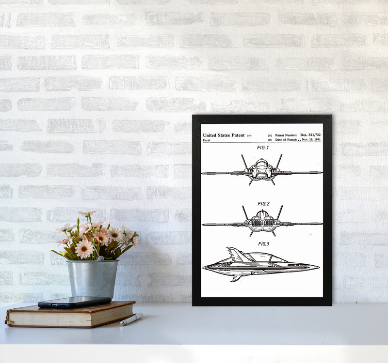 Batwing Patent Art Print by Jason Stanley A3 White Frame