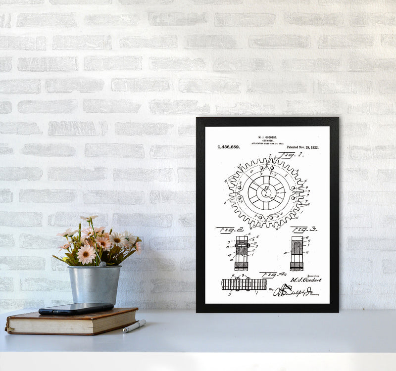 Cogwheel Patent Art Print by Jason Stanley A3 White Frame