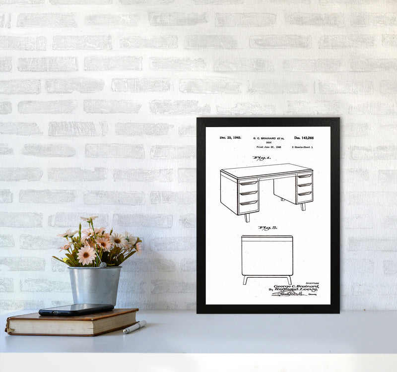 Desk Patent Art Print by Jason Stanley A3 White Frame