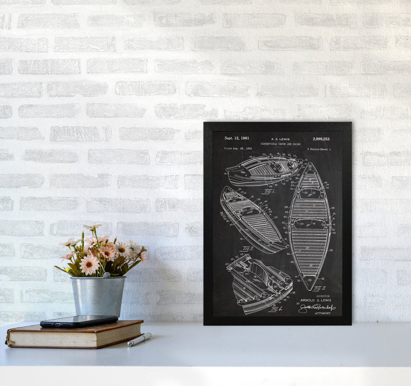 Canoe Patent Art Print by Jason Stanley A3 White Frame