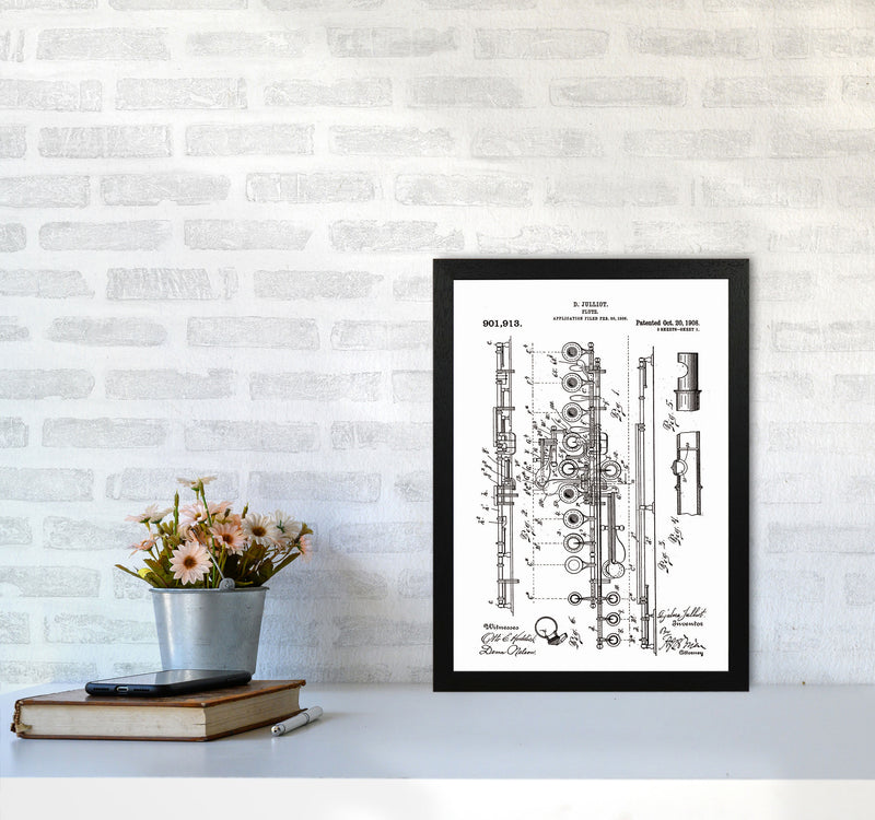 Flute Patent Art Print by Jason Stanley A3 White Frame