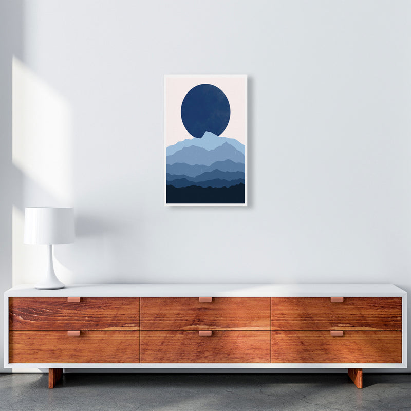 Blue Abstract Moonrise Art Print by Jason Stanley A3 Canvas