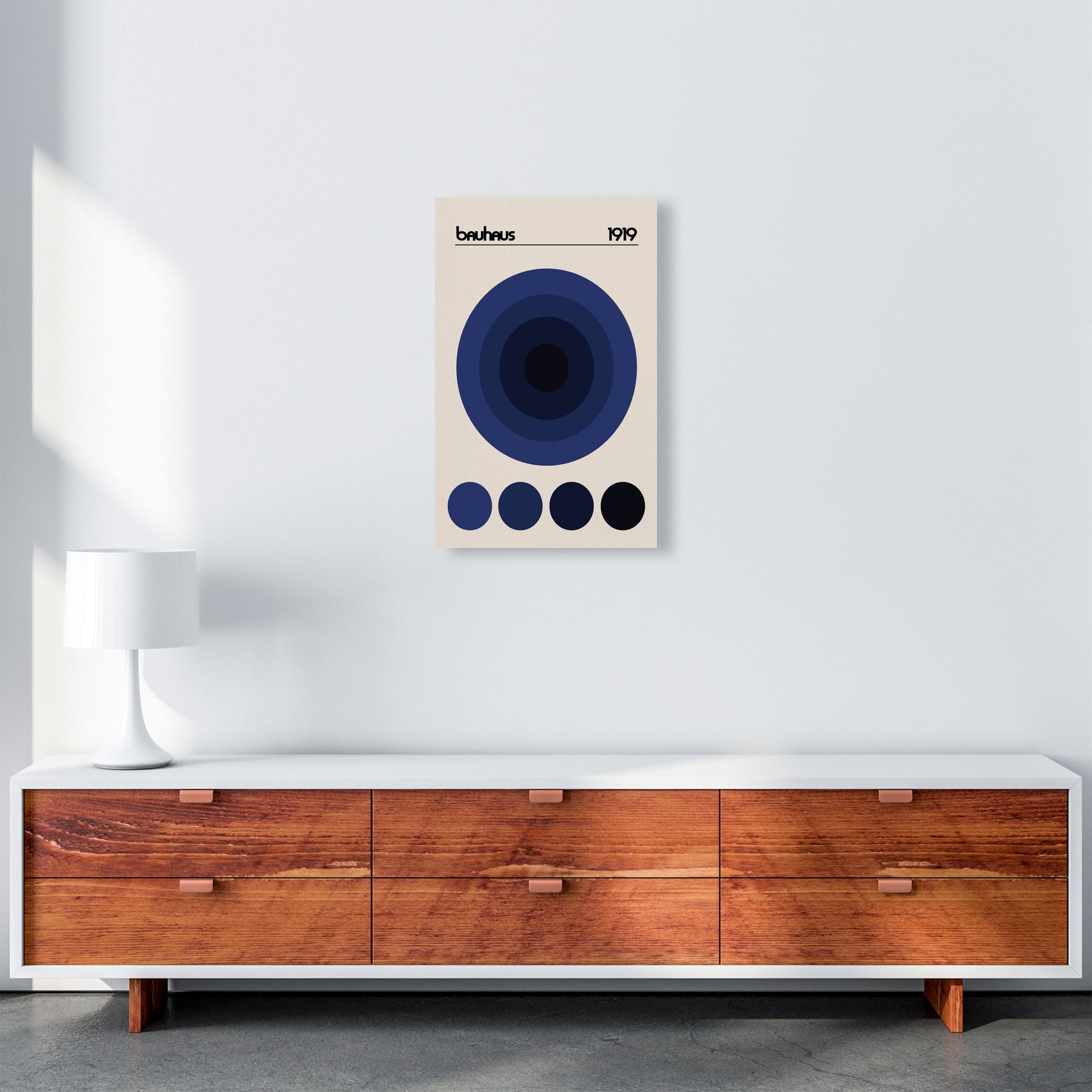 Bauhaus Blue Circle Art Print by Jason Stanley A3 Canvas
