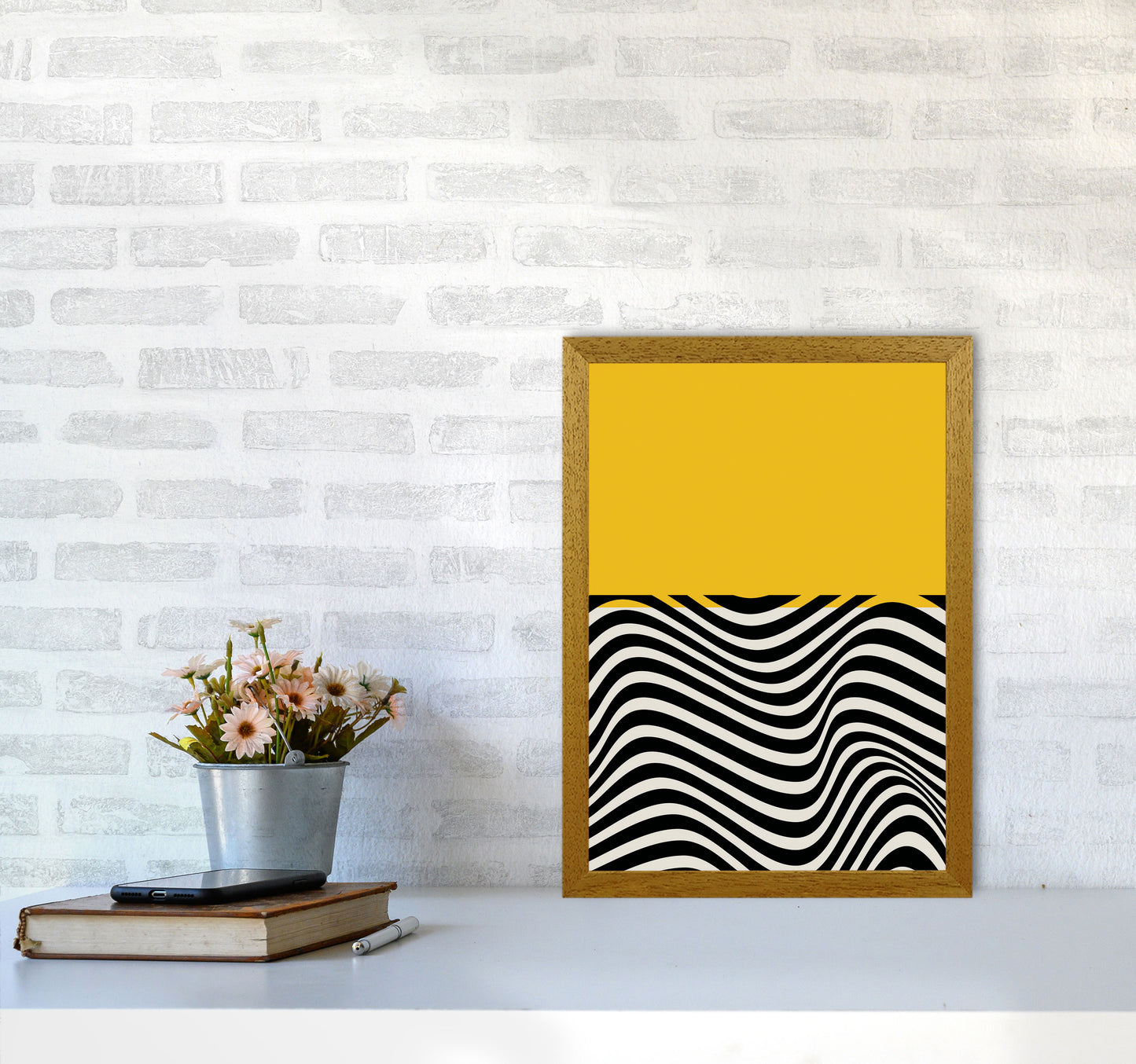 Minimal Abstract Yellow Wave Art Print by Jason Stanley A3 Print Only