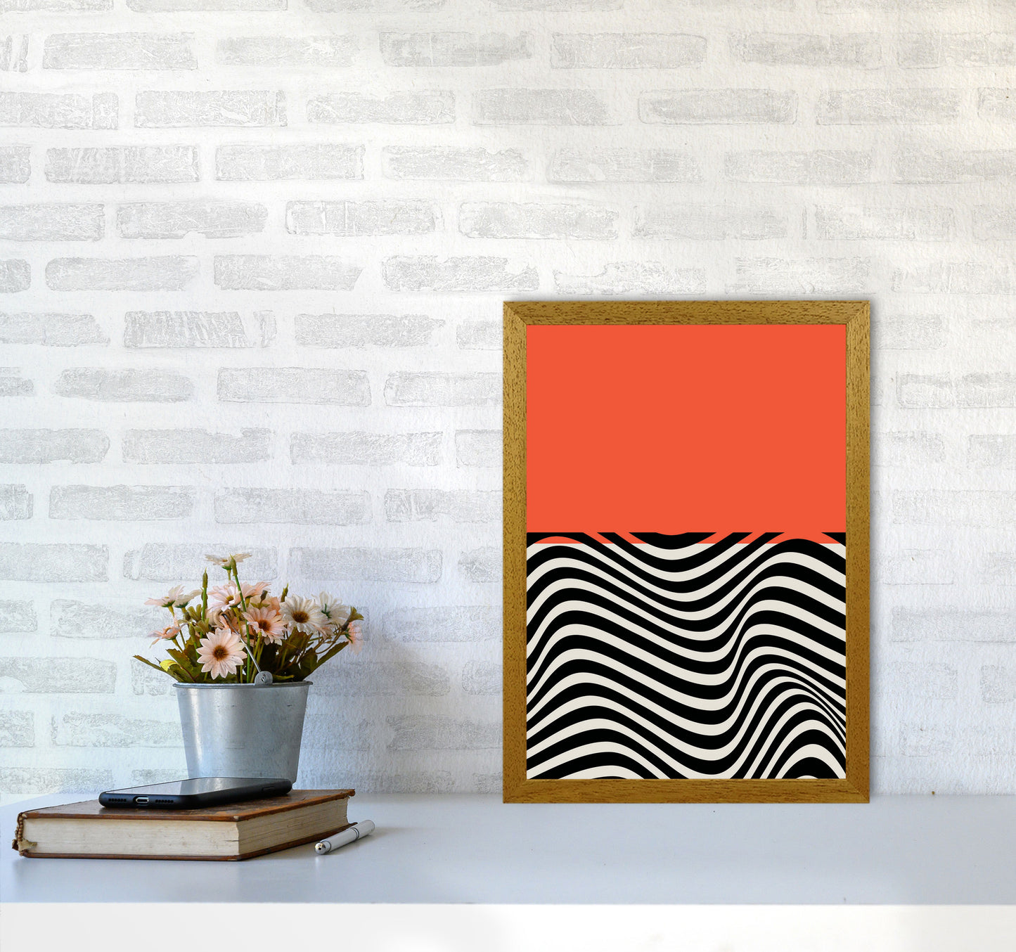 Minimal Abstract Red Wave Art Print by Jason Stanley A3 Print Only