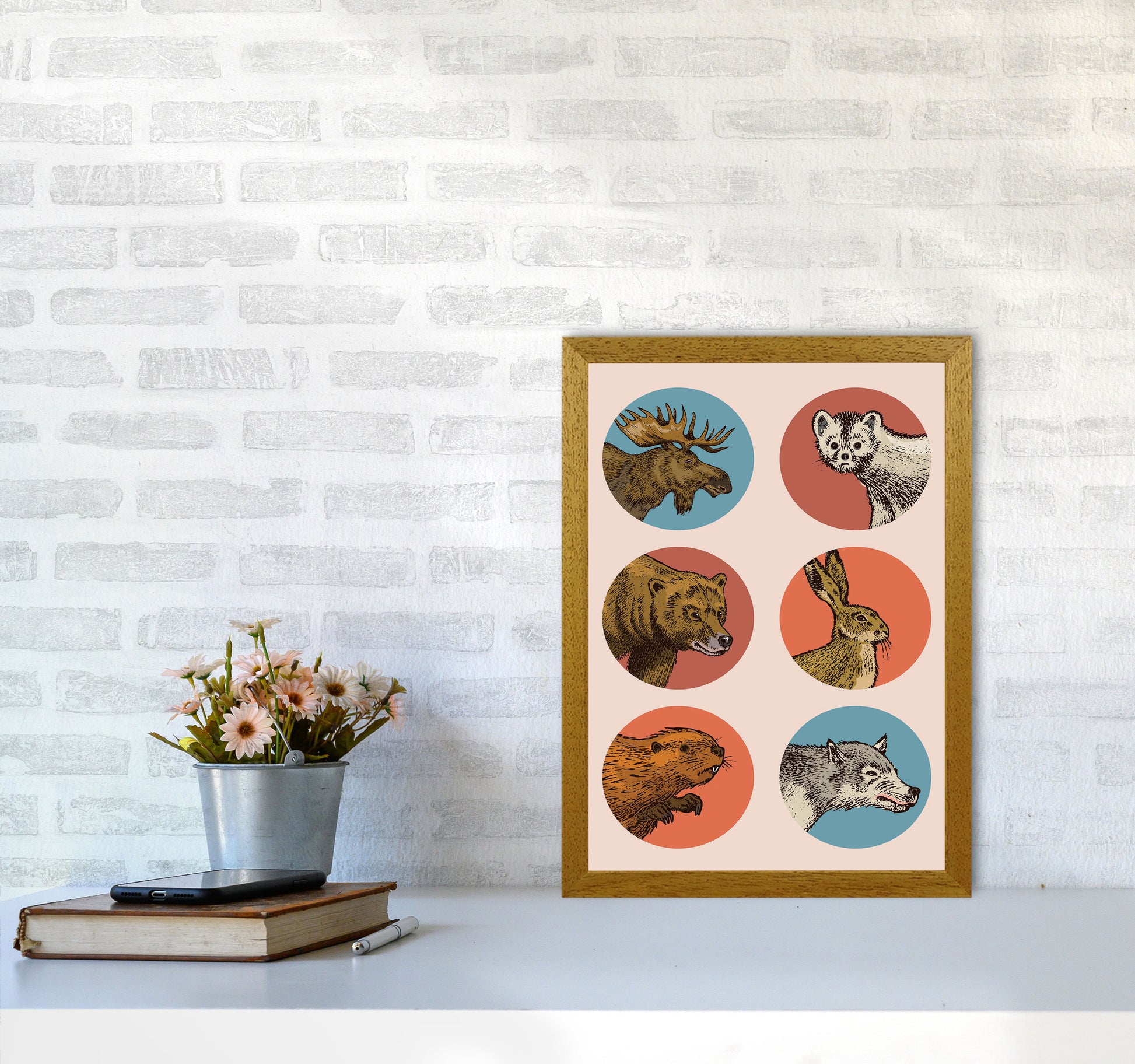 Animal Circles Art Print by Jason Stanley A3 Print Only