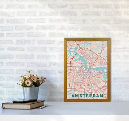 Retro Map - Amsterdam Art Print by Jason Stanley A3 Print Only