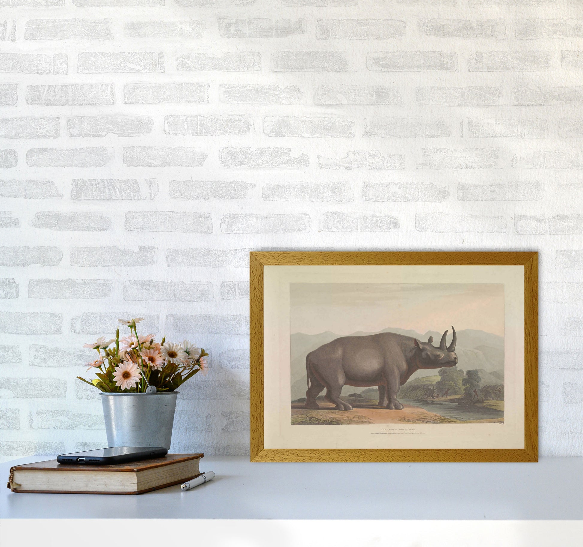 Vintage Rhino Illustration Art Print by Jason Stanley A3 Print Only