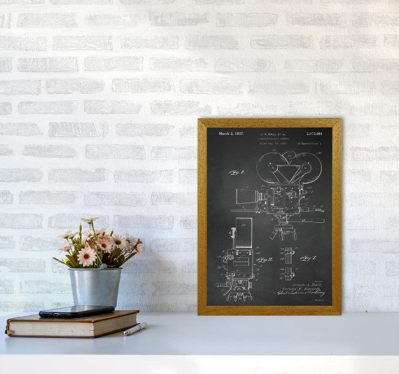Cinema Camera Patent-Chalkboard Art Print by Jason Stanley A3 Print Only