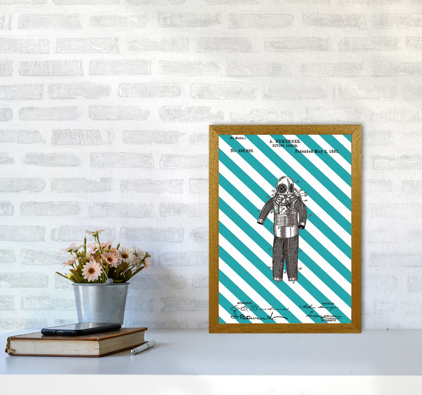 Diving Armor Patent Side Stripe Art Print by Jason Stanley A3 Print Only