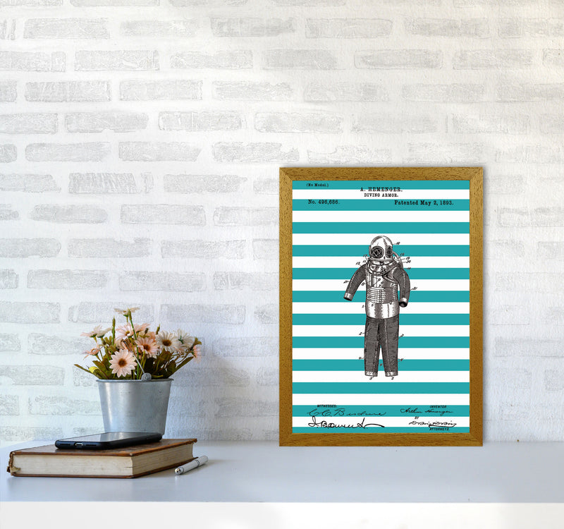 Diving Armor Patent Stripe Art Print by Jason Stanley A3 Print Only