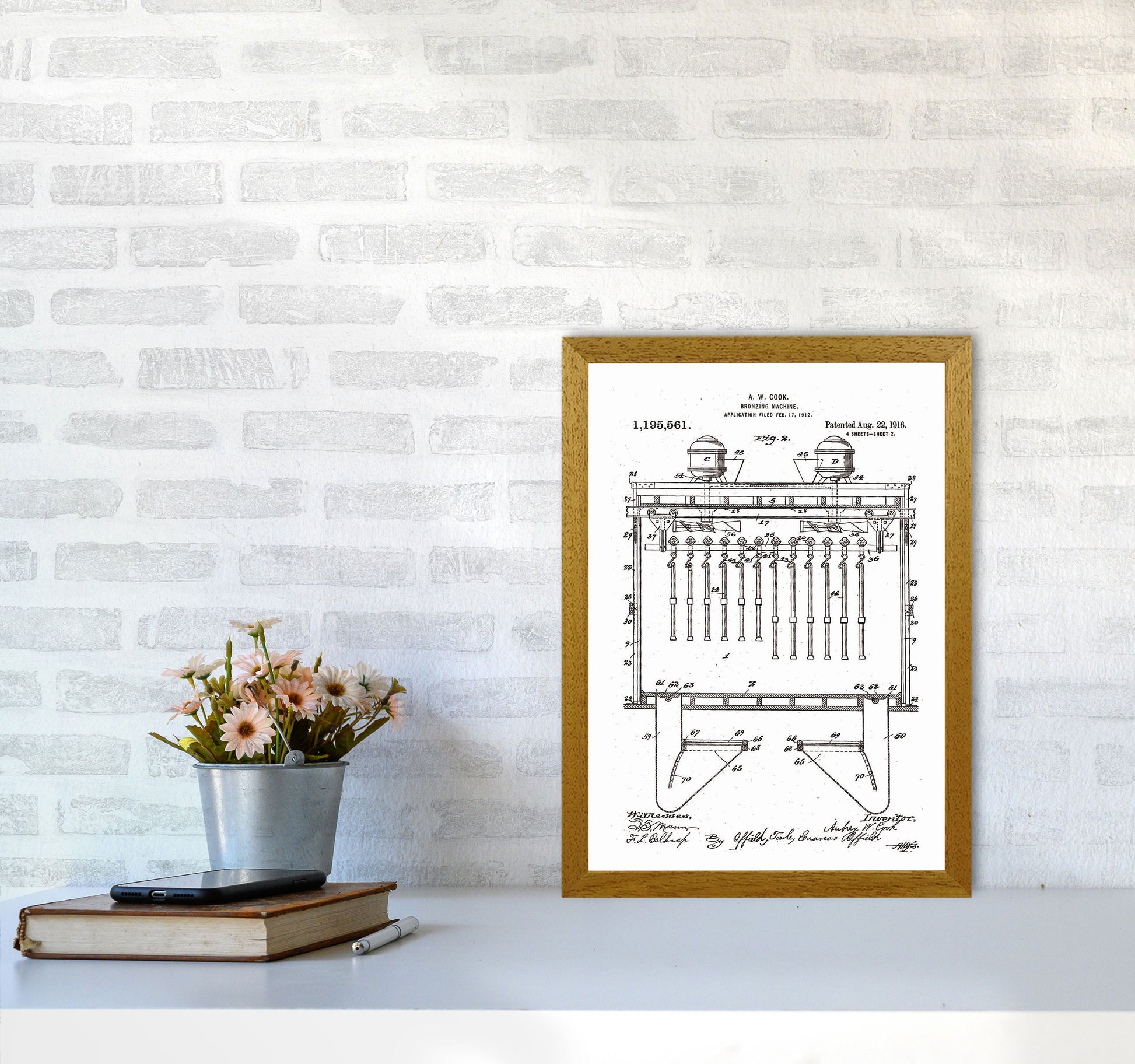 Bronzing Machine Patent Art Print by Jason Stanley A3 Print Only