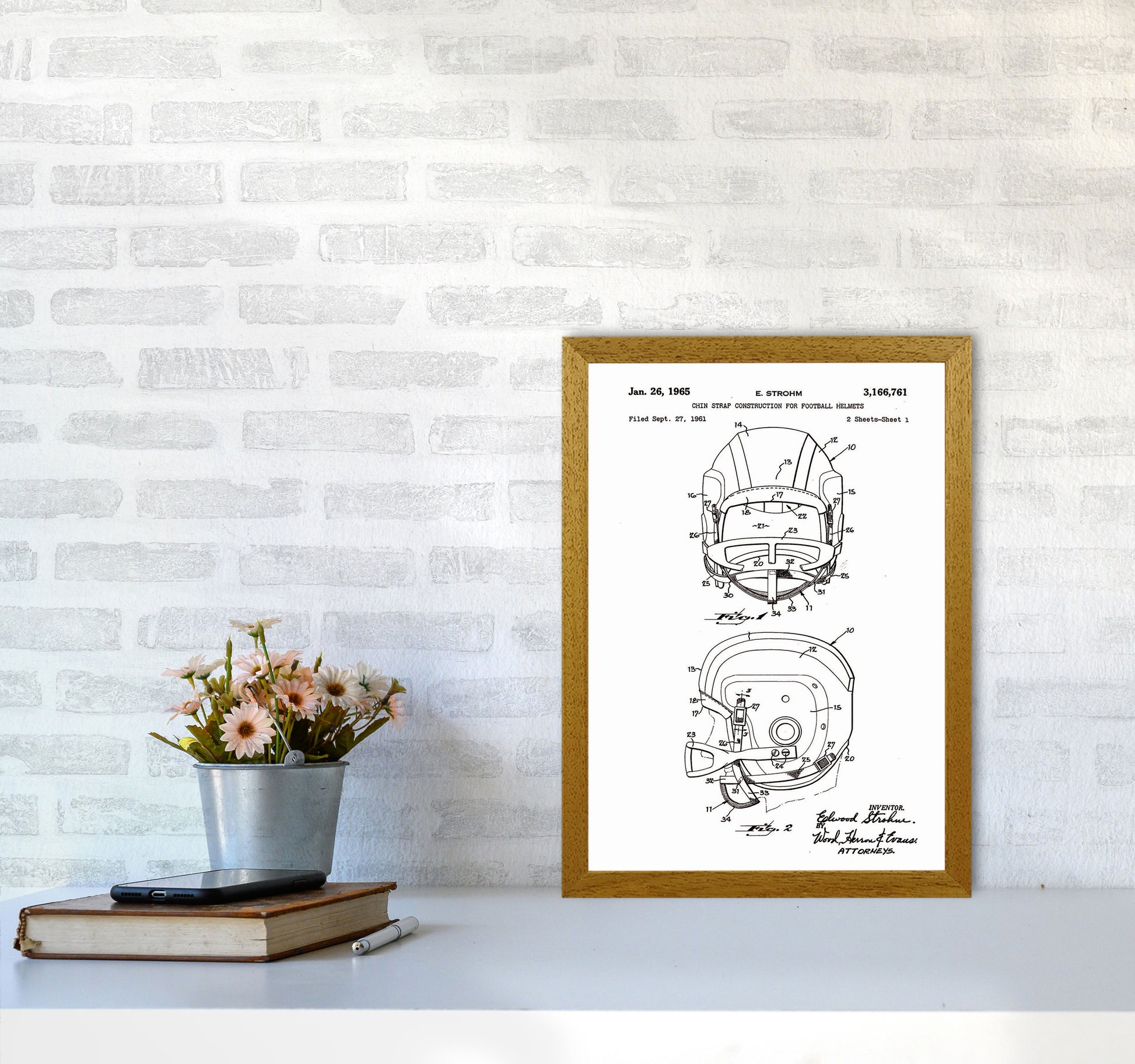 Football Helmet Patent 2 Art Print by Jason Stanley A3 Print Only