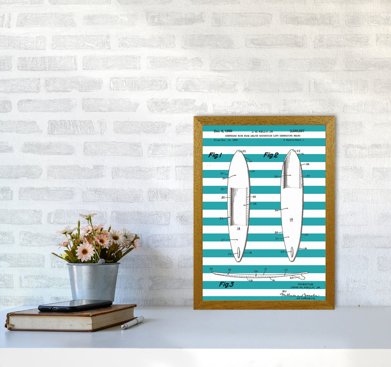 Surfboard Patent Stripe Art Print by Jason Stanley A3 Print Only