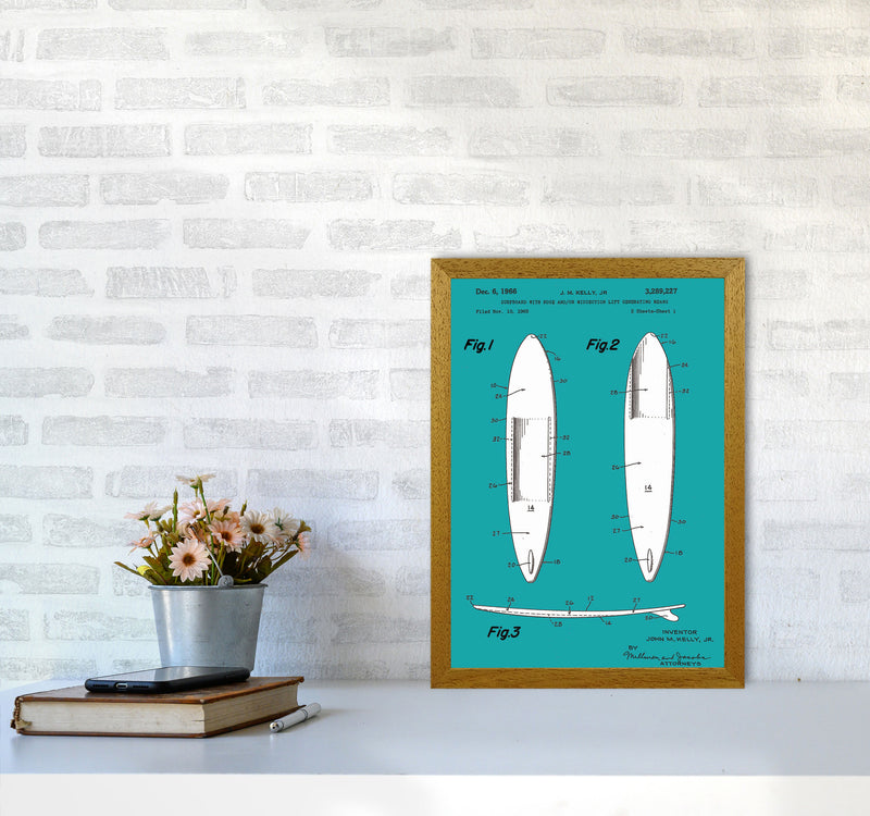 Surfboard Patent Blue Art Print by Jason Stanley A3 Print Only