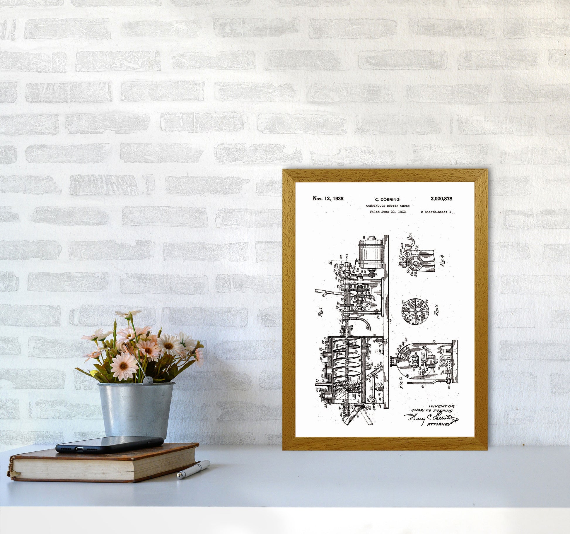 Butter Churn Patent Art Print by Jason Stanley A3 Print Only