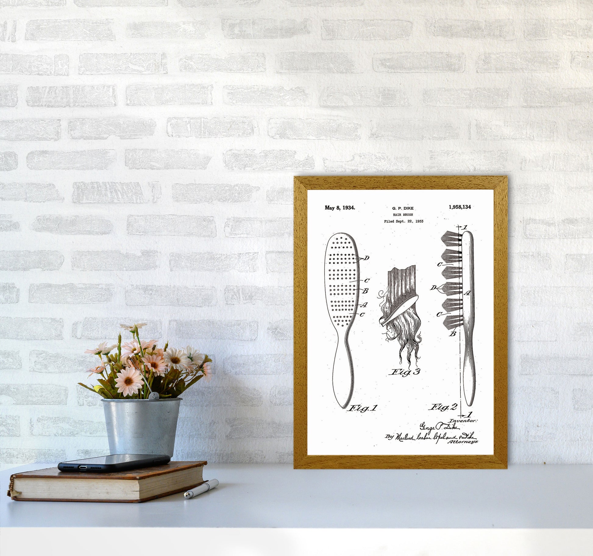 Hair Brush Patent Art Print by Jason Stanley A3 Print Only