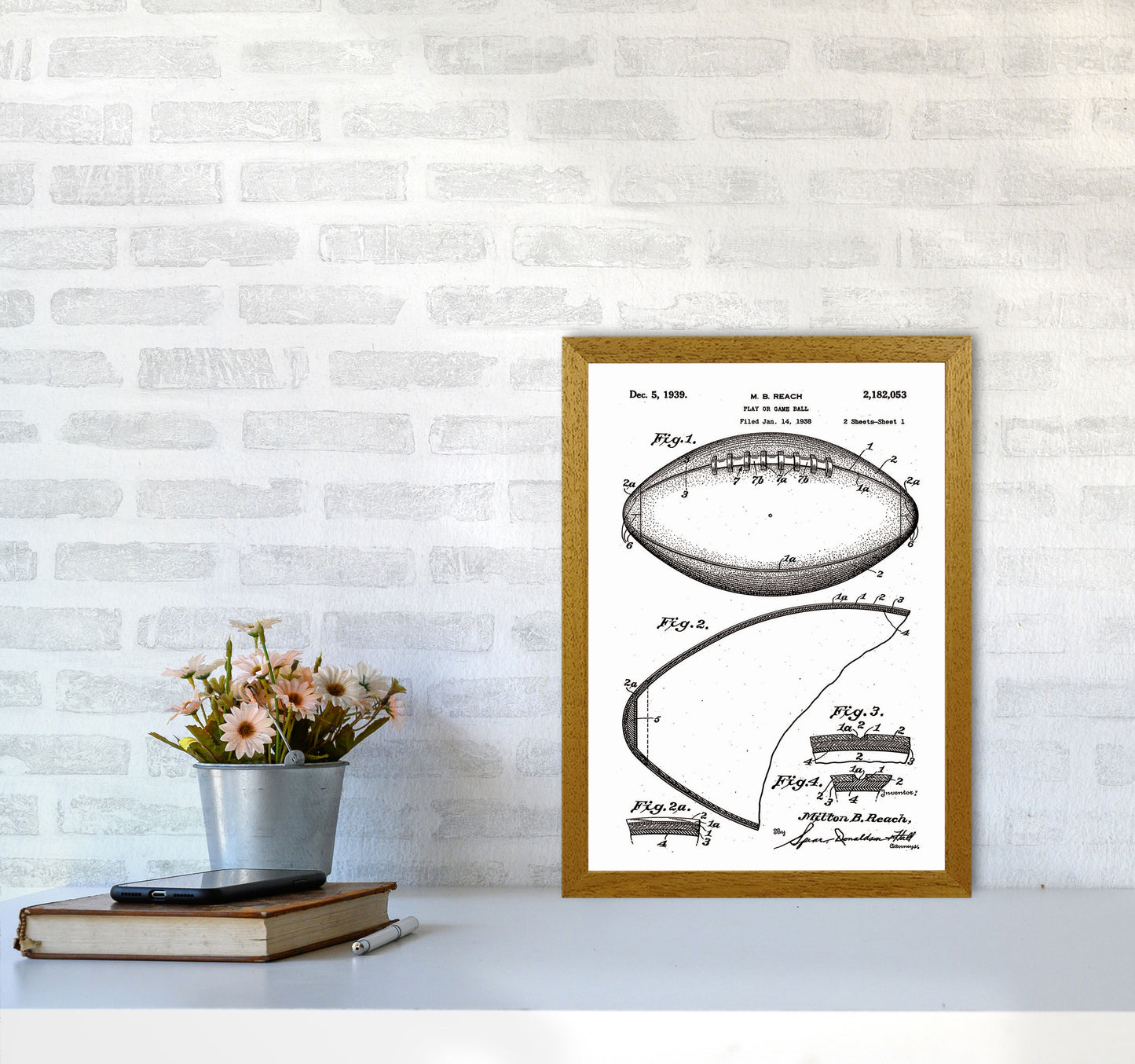 Football Patent Art Print by Jason Stanley A3 Print Only