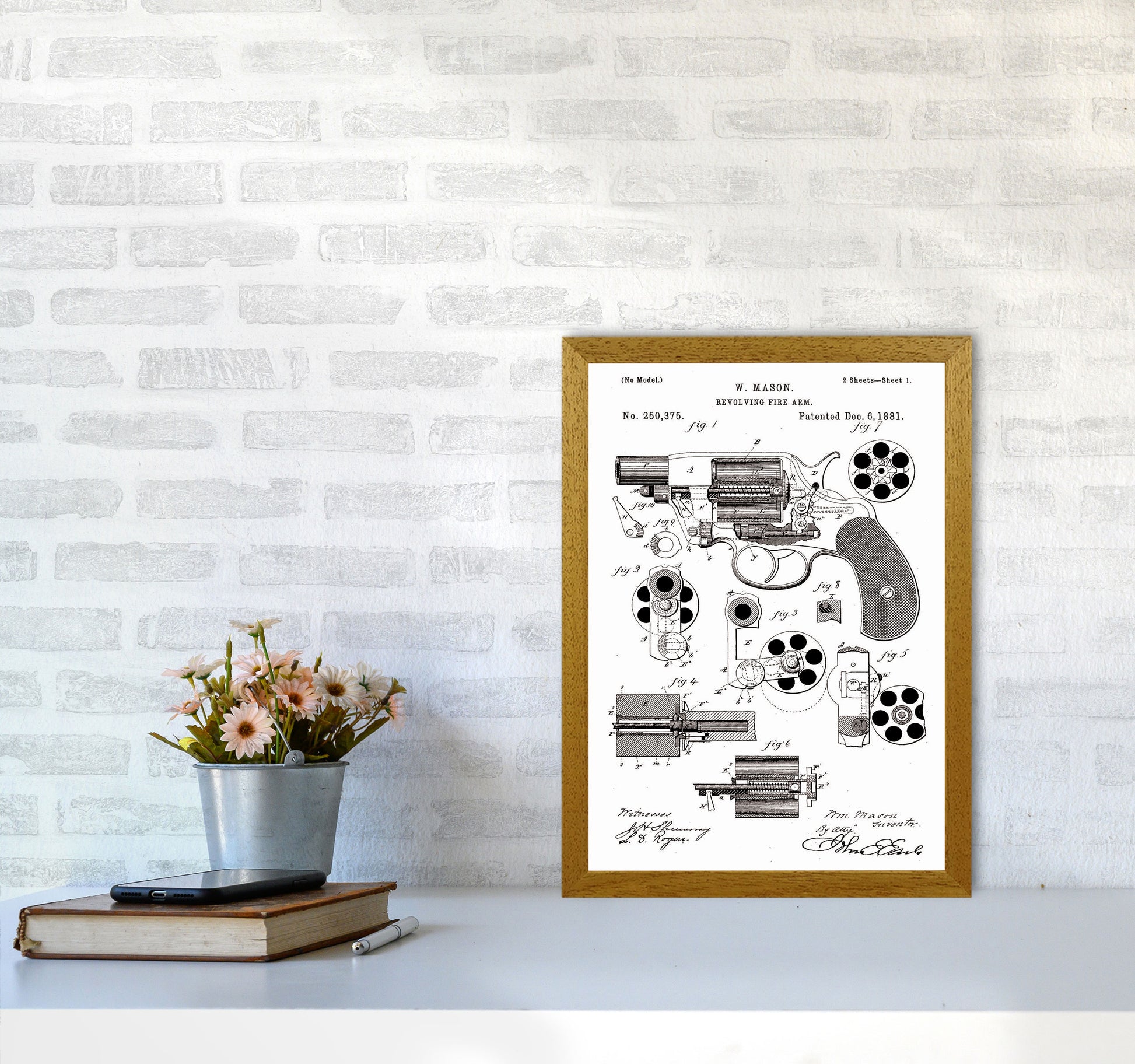 Hand Gun Patent Art Print by Jason Stanley A3 Print Only