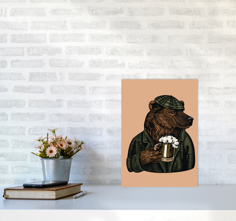 Frosty The Bear With A Frosty Beer Art Print by Jason Stanley A3 Black Frame