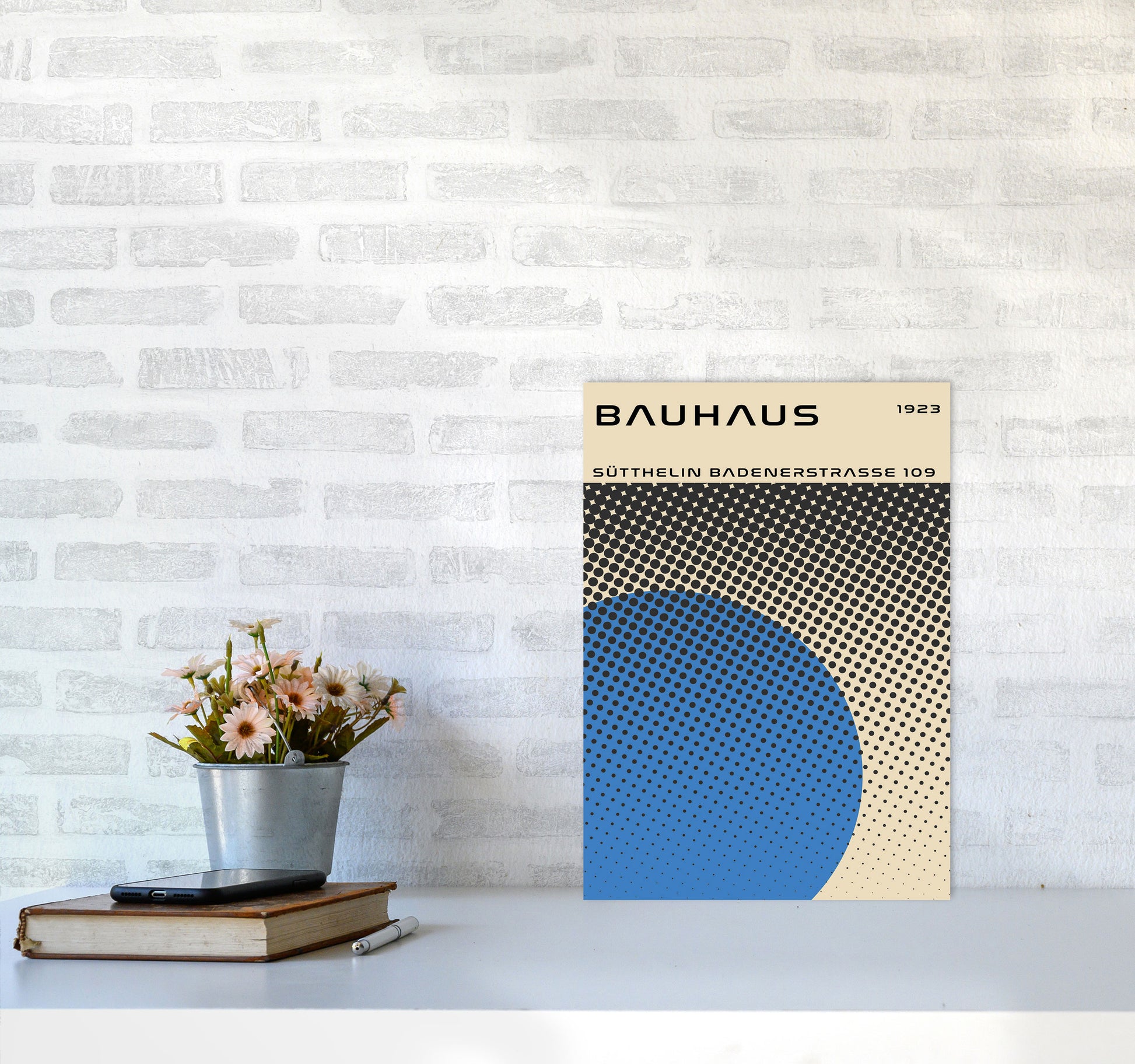 Bauhaus Geometric Blue Vibe II Art Print by Jason Stanley A3 Black Frame
