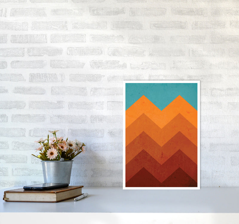 Abstract Orange Mountain Art Print by Jason Stanley A3 Black Frame