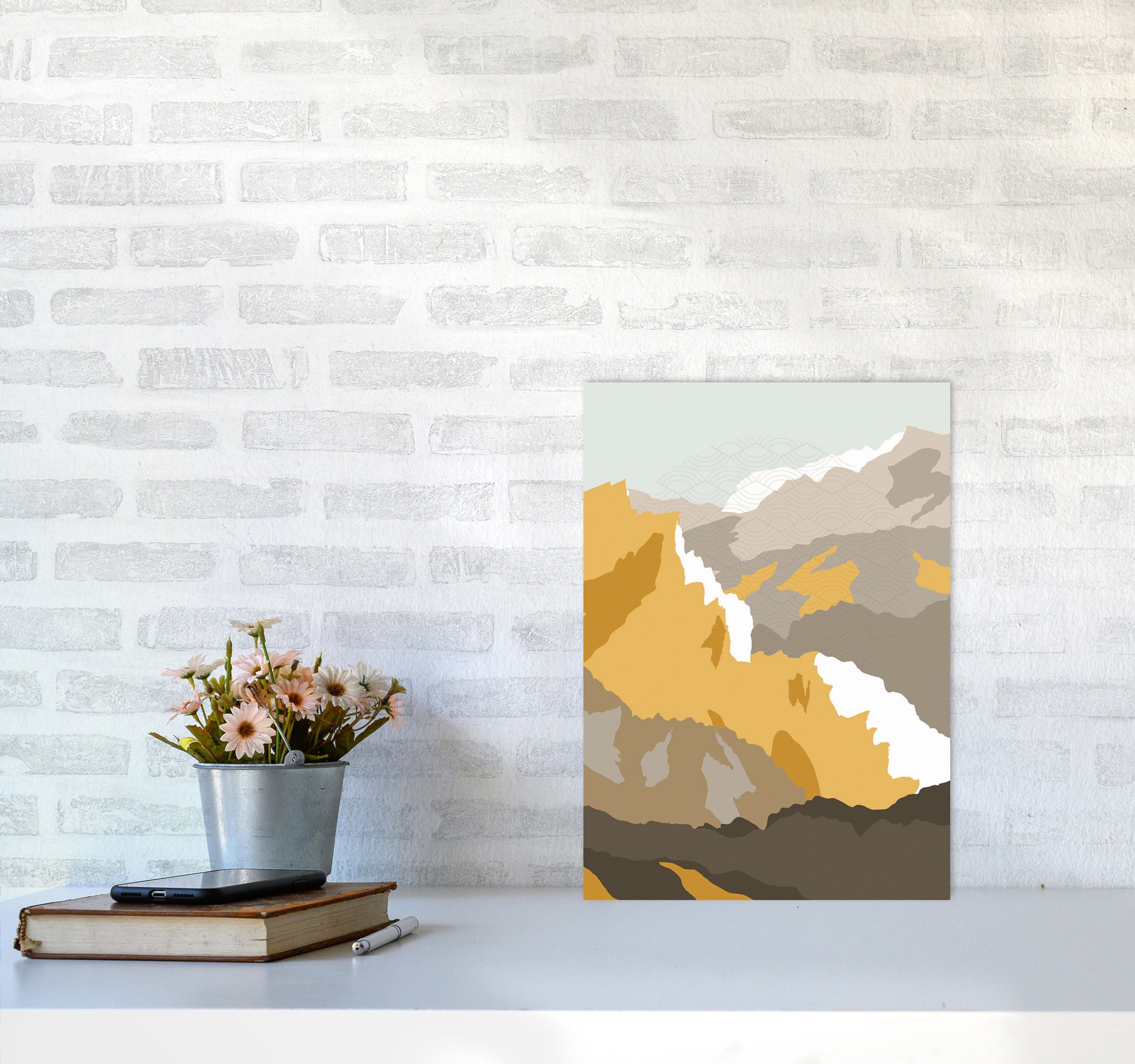 Japanese Mountain Scene Art Print by Jason Stanley A3 Black Frame