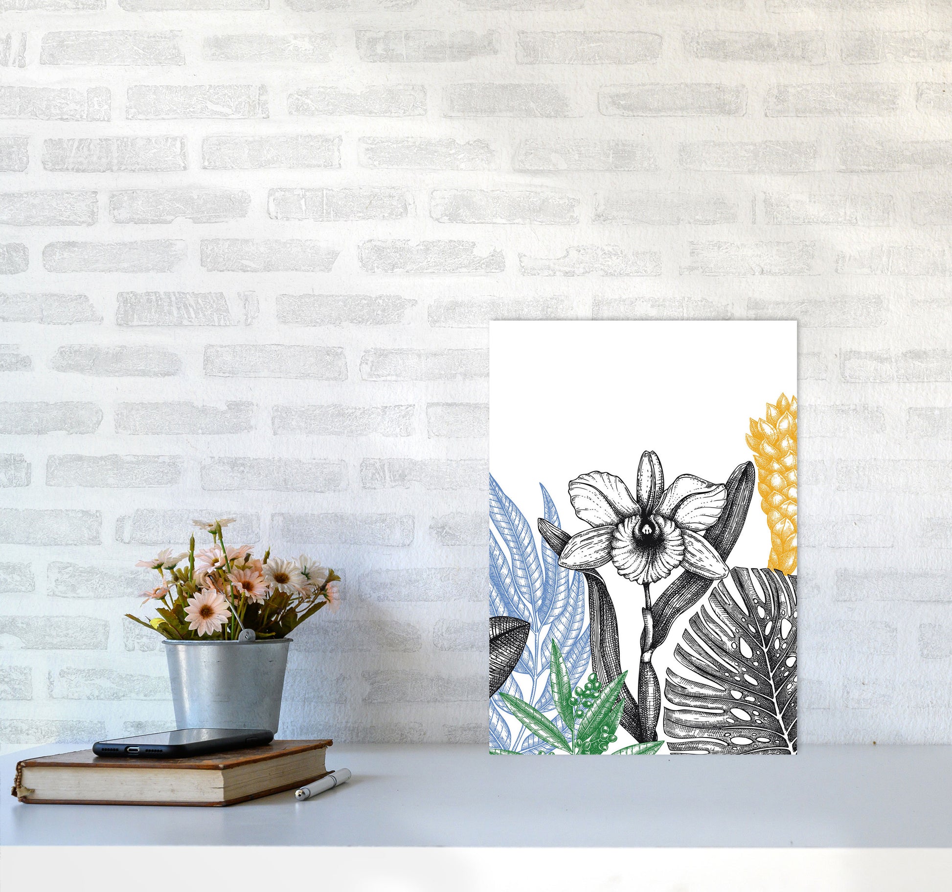 Minimalist Flower Vibes Art Print by Jason Stanley A3 Black Frame