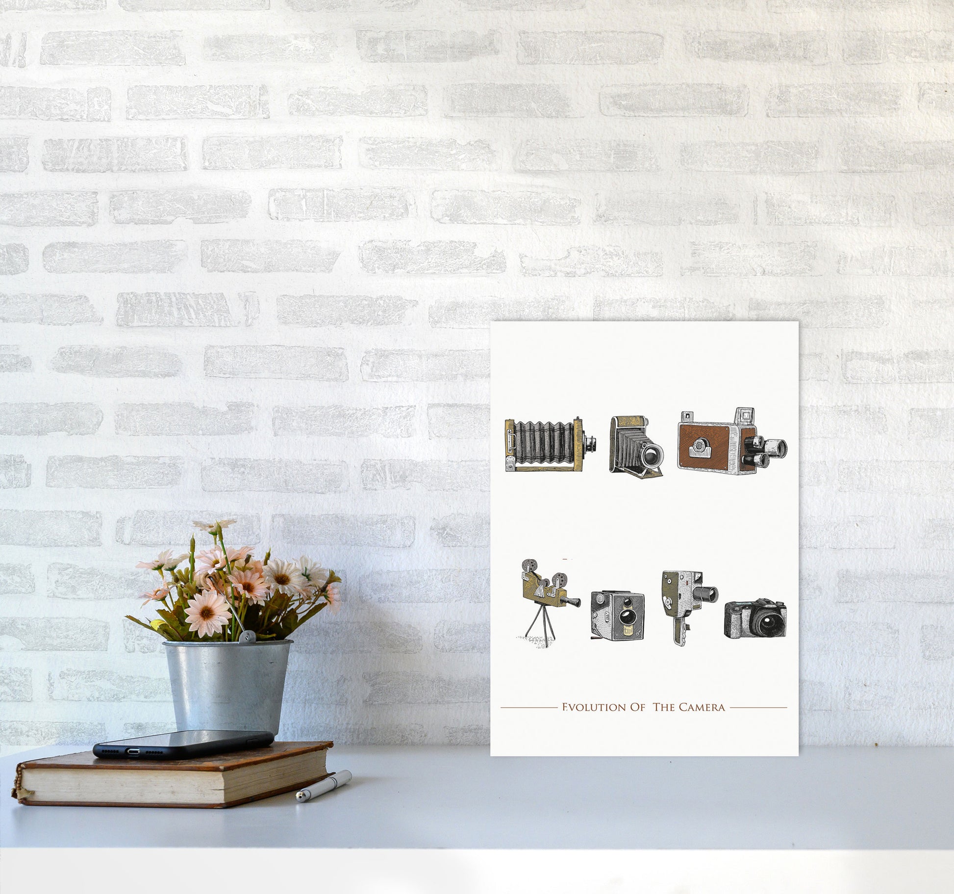 Evolution Of The Camera Art Print by Jason Stanley A3 Black Frame