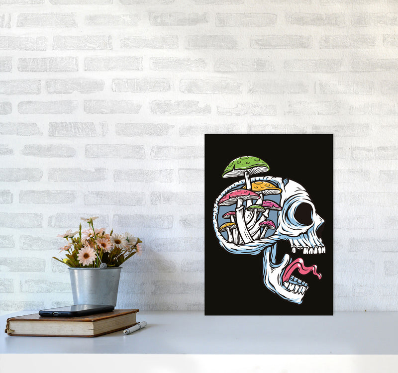 Head Full Of Mushrooms Art Print by Jason Stanley A3 Black Frame