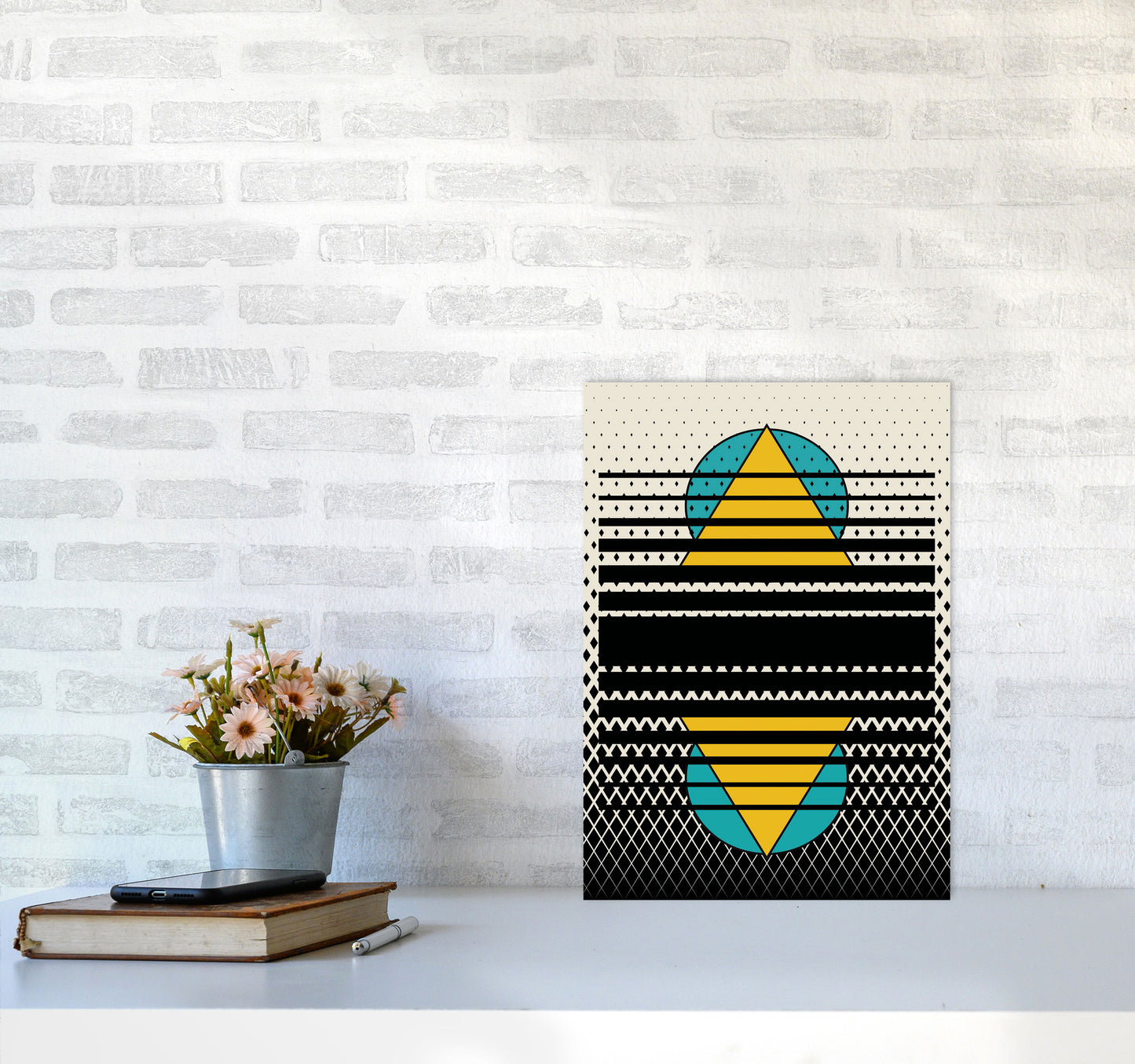 Geometric Suns Pattern Art Print by Jason Stanley A3 Black Frame
