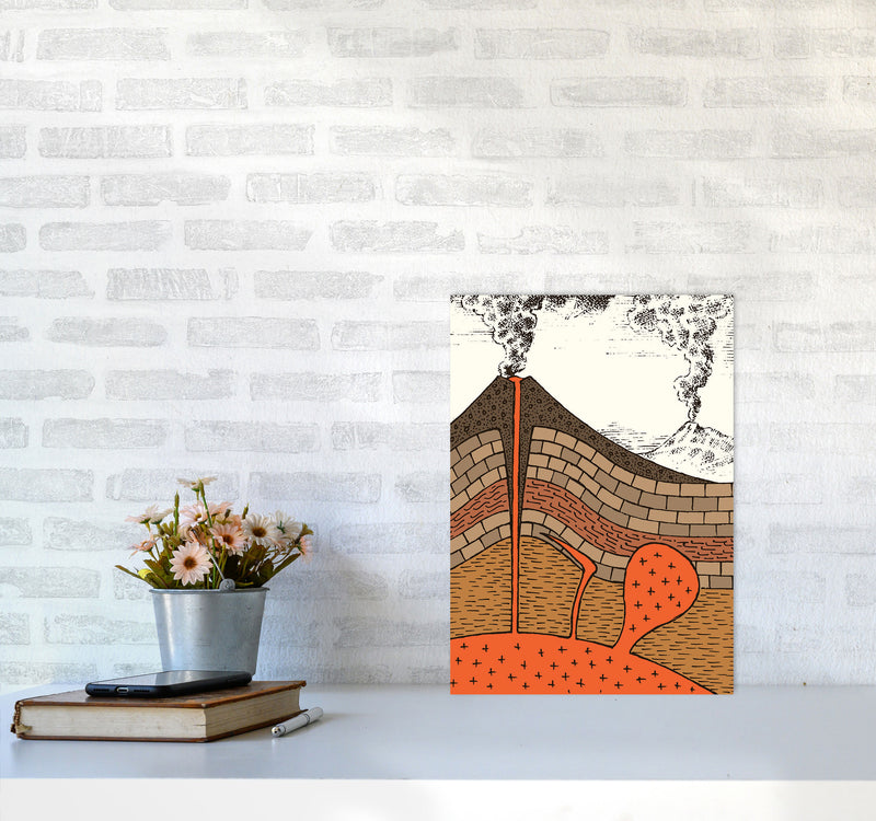 Volcano Cross Section Art Print by Jason Stanley A3 Black Frame
