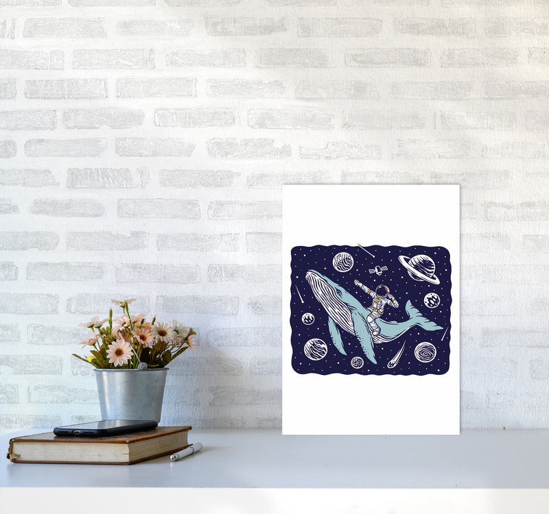 Galactic Whale Rider Art Print by Jason Stanley A3 Black Frame