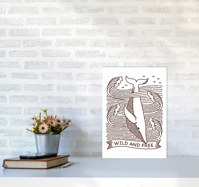 Wild And Free Whale Art Print by Jason Stanley A3 Black Frame