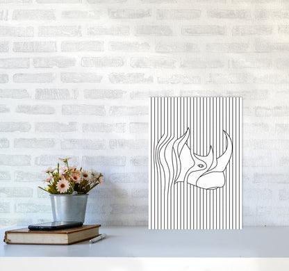 Line Drawing Rhino Art Print by Jason Stanley A3 Black Frame