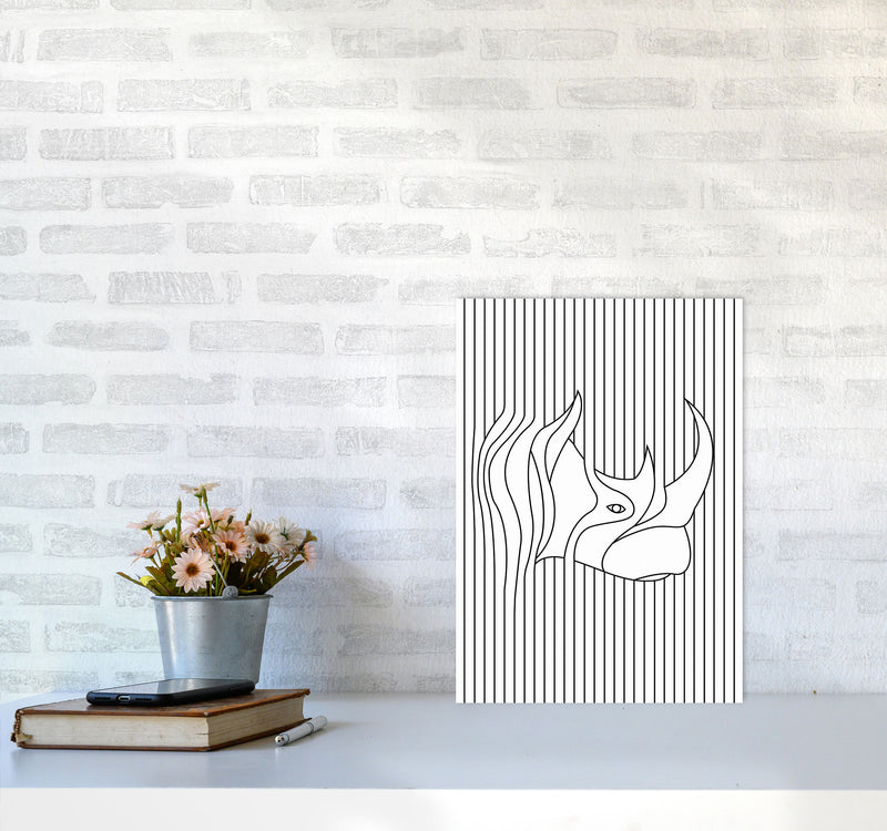 Line Drawing Rhino Art Print by Jason Stanley A3 Black Frame