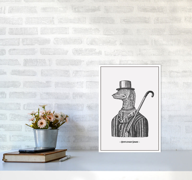 Gentlemen Snake Art Print by Jason Stanley A3 Black Frame