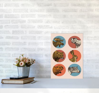 Animal Circles Art Print by Jason Stanley A3 Black Frame