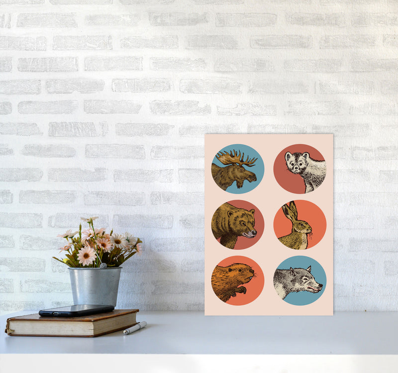 Animal Circles Art Print by Jason Stanley A3 Black Frame