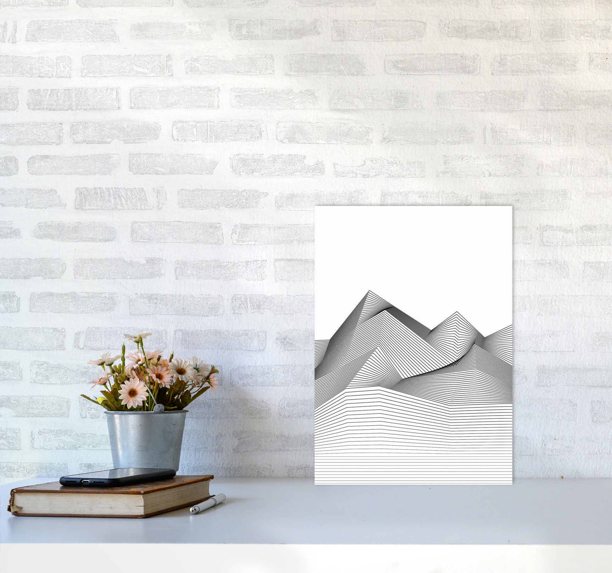 Line Mountains Art Print by Jason Stanley A3 Black Frame