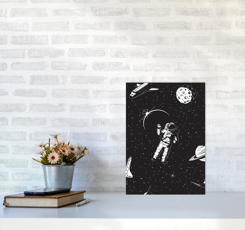 Hello Spaceman Art Print by Jason Stanley A3 Black Frame