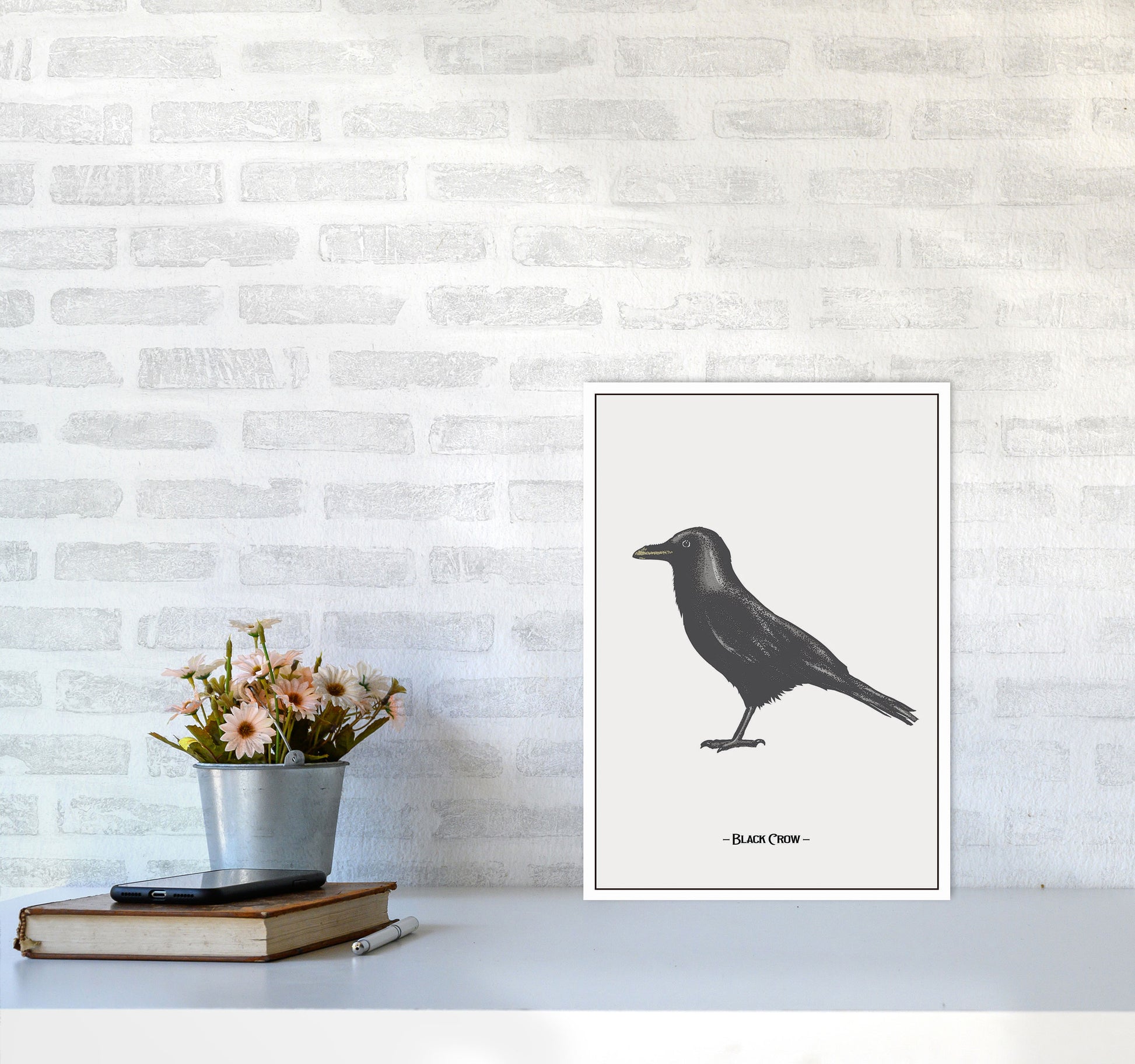 The Black Crow Art Print by Jason Stanley A3 Black Frame